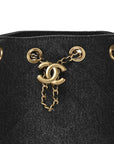 Washed Denim Quilted Mini CHNL 25 Handbag Black