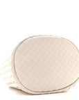 Calfskin Intrecciato Small Castello Bucket Bag White