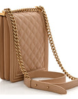 Caviar Quilted North South Boy Flap Beige