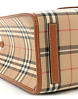 Canvas Vintage Check Calfskin Medium Freya Tote Briar Brown