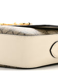 GG Supreme Monogram Small Horsebit 1955 Shoulder Bag Beige Mystic White