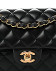 Lambskin Quilted Small Double Flap Black