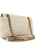 Calfskin Matelasse Small GG Marmont Shoulder Bag White
