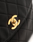 Lambskin Quilted Flap Shoulder Bag Black