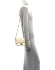 Shiny Lambskin Quilted Pearl Twist Mini Square Flap White