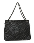 Glazed Calfskin Quilted CC XL Single Flap Black