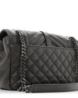 Sheepskin Tri-Quilt Monogram Medium College Bag Coal