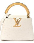 Iridescent Ostrich Capucines Mini White Gold