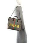 GG Supreme Monogram Fake/Not Large Retro Interlocking G Tote Bag Beige Brown Sugar