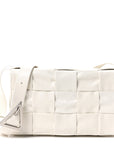 Patent Maxi Intrecciato Cassette Crossbody Bag White