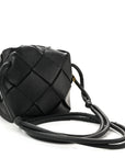 Lambskin Maxi Intrecciato Mini Cassette Camera Bag Black