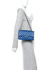 Lambskin Quilted Medium Double Flap Blue Pink