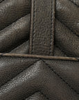 Sheepskin Matelasse Chevron Monogram Medium College Bag Asphalt