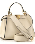 Vitello Seta Suede FF Mini Peekaboo Iconic Satchel Uovo Sigaro Marrone