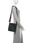 GG Supreme Monogram Web Small Flat Messenger Bag Black Grey