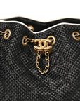Braided Raffia Calfskin Quilted Small CHNL 25 Handbag Black White