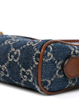 New Denim GG Monogram Dollar Calfskin Mini Ophidia Shoulder Bag Blue Tea Cuir Epilog