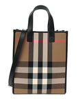 Calfskin House Check Small N/S Tote Black
