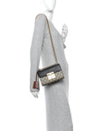 GG Supreme Monogram Calfskin Small Padlock Shoulder Bag Beige Black Cuir
