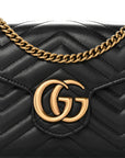 Calfskin Matelasse GG Marmont Chain Wallet Black