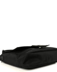 Econyl Nylon Cuoio Romano Monochrome Medium Baguette Messenger Bag Black