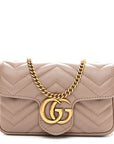Calfskin Matelasse Super Mini GG Marmont Shoulder Bag Porcelain Rose