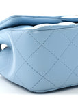 Lambskin Quilted Mini Rectangular Flap Light Blue