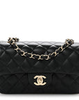 Lambskin Quilted Mini Rectangular Flap Black