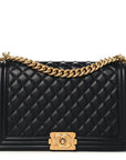 Lambskin Quilted New Medium Boy Flap Black