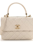 Lambskin Quilted Small Trendy CC Dual Handle Flap Bag White