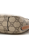 GG Supreme Monogram Textured Calfskin Small Emblem Shoulder Bag Beige Dark Brown