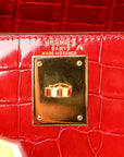 Shiny Porosus Crocodile Kelly Sellier 28 Rouge Vif