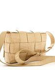 Gloss Calfskin Croc Embossed Intreccio Cassette Crossbody Bag Praline
