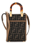 Fabric Jacquard Vitello King Plexiglass FF 1974 Mini FNDI Sunshine Shopper Tote Tobacco Moro Sand