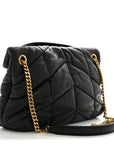 Lambskin Quilted Small Loulou Puffer Monogram Chain Satchel Black