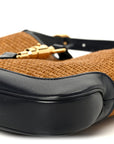 Straw Lux Boarded Dyana Lux Calfskin Small Jackie 1961 Hobo Natural Blue