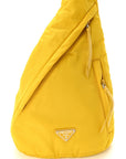 Re-Nylon Vitello Metal Triangle Logo Sling Backpack Giallo