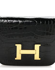 Shiny Alligator Constance Slim Wallet Black