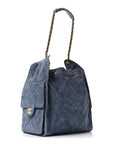 Suede Quilted Medium CHNL 25 Handbag Blue