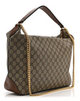 GG Supreme Monogram Large Linea A Hobo Light Brown