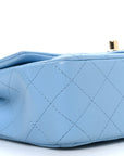 Lambskin Quilted Mini Rectangular Flap Light Blue