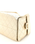 Metallic Caviar Quilted Small CHNL 25 Handbag Gold