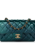 Shaded Patent Calfskin Quilted Mini Rectangular Flap Green Blue
