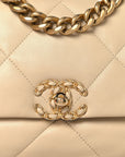 Lambskin Quilted Medium CHNL 19 Flap Beige