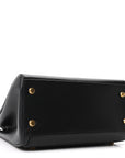 Shiny Box Calfskin Small Money Tote Black