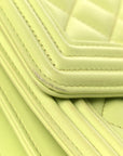 Calfskin Quilted North South Boy Flap Light Green