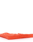 Yarn Raffia Effect Crochet Logo Embroidered Tote Bag Arancio