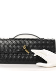 Nappa Intrecciato Long Andiamo Top Handle Clutch Black