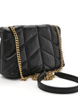 Lambskin Quilted Toy Loulou Puffer Monogram Chain Satchel Black