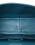 Lambskin Quilted Jumbo Double Flap Turquoise
